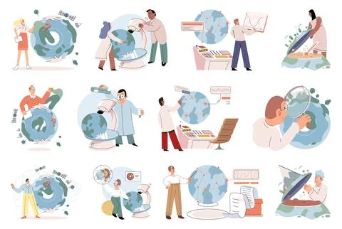 Science. Scientists investigate underlying mechanisms behind observed phenomena イラスト素材