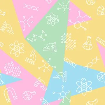 Science seamless pattern. Back to school print. Research outline trendy Stock Illustration