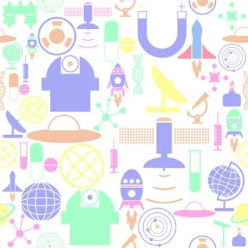 Science seamless pattern background icon. Illustrazione stock