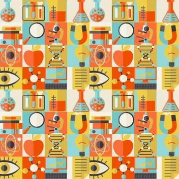 Science seamless pattern in flat design style Illustrazione stock