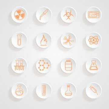 Science series icons button shadows  vector set イラスト素材