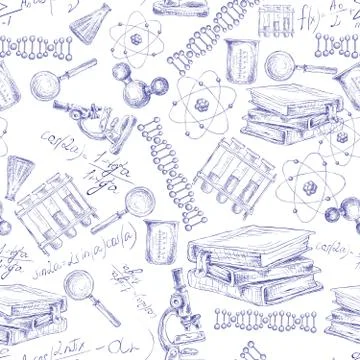 Science sketch seamless pattern Stock Illustration