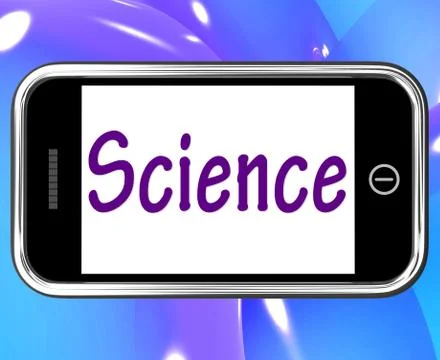 Science smartphone shows internet learning about sciences Stockillustratie