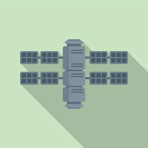 Science space station icon flat vector. International astronaut ship 库存插图