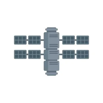 Science space station icon flat vector. International astronaut ship 库存插图
