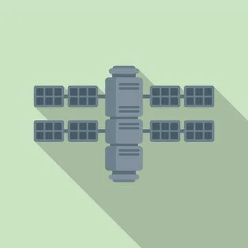 Science space station icon flat . International astronaut ship イラスト素材