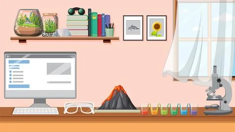 Science student learning table background Stock Illustration
