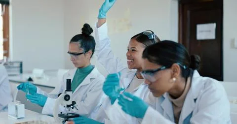 Science, students and question in class for learning, PPE and lecture for higher 스톡 사진