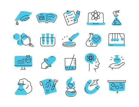 Science study laboratory icon set 스톡 일러스트