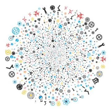 Science Symbols Cycle Exploding Globula Illustrazione stock