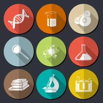 Science Symbols Flat 스톡 일러스트