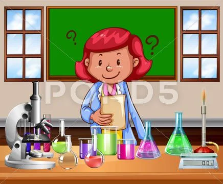 Science teacher doing the lab Stock Illustration