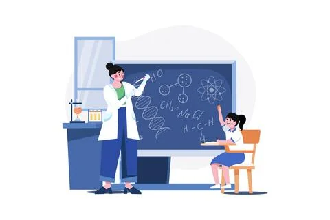 Science teacher teaching in class Stock Illustration