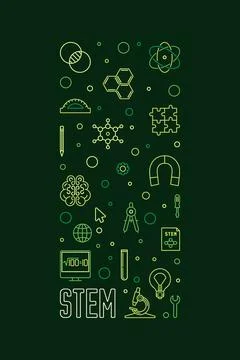 Science, Tech, Engineering and Math illustration. STEM vector outline verti.. イラスト素材