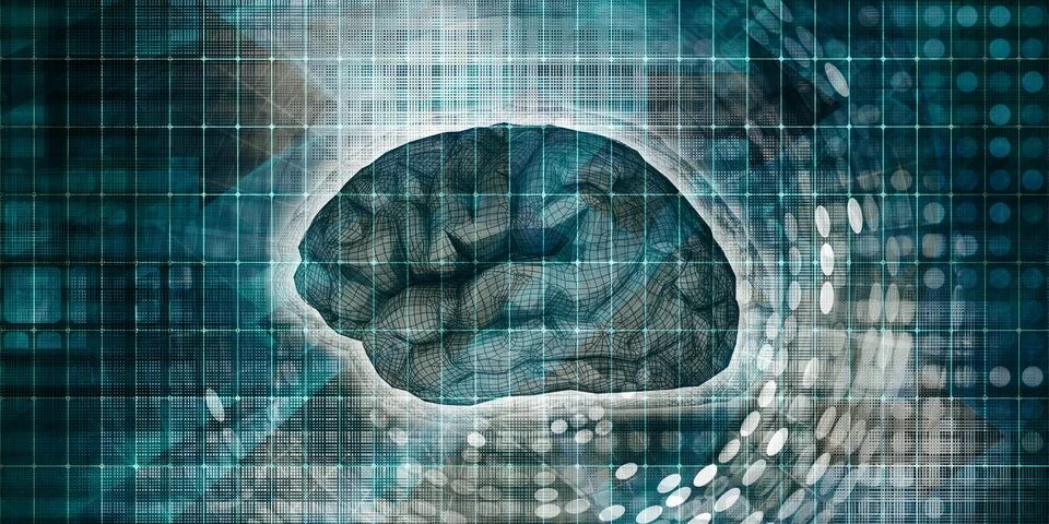 Science Technology with Brain Illustrazione stock