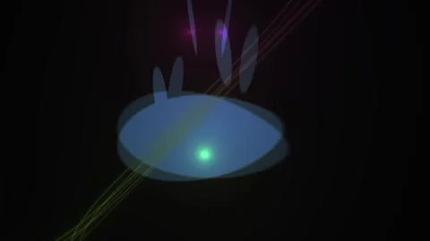 Science technology concept with glowing blue disk and colorful light beams. Stock Footage 337495186