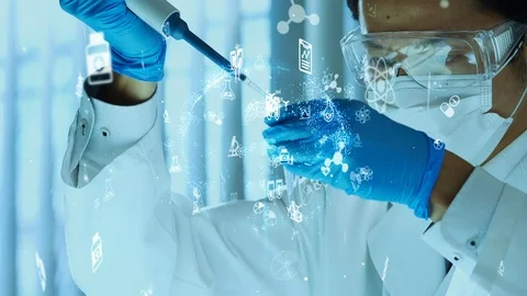 Science technology concept. Scientific examination. Scientist. Stock Footage 124761826