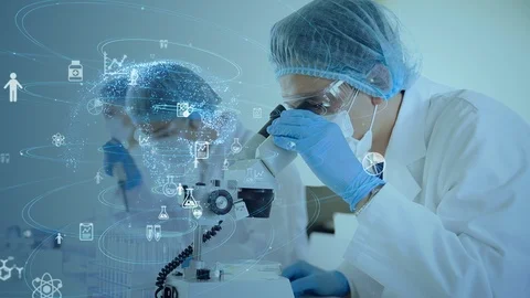 Science technology concept. Scientific examination. Scientists. Stock-Footage 124767792