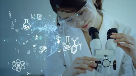 Science technology concept. Scientific examination. Scientist. Stock Footage 124767898