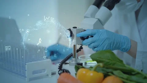 Science technology concept. Scientific examination microscope view. Scientist. Stock Footage 142507952