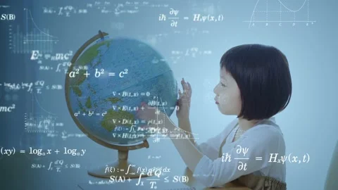 Science technology concept. Studying asian little girl. Education. EdTech. Video stock 135803618