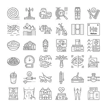 Science technology development and industry line icons Stock Illustration