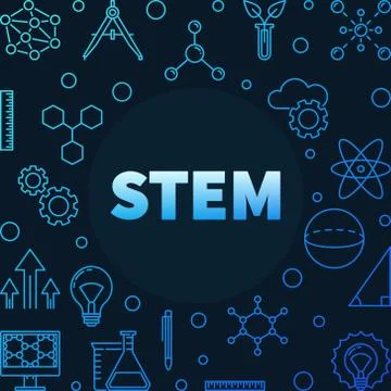 Science, technology, engineering and math blue outline frame Illustrazione stock