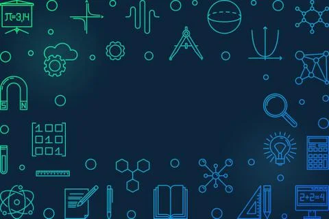 Science, technology, engineering and math blue horizontal frame Illustrazione stock