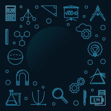 Science, Technology, Engineering and Math blue square frame Illustrazione stock