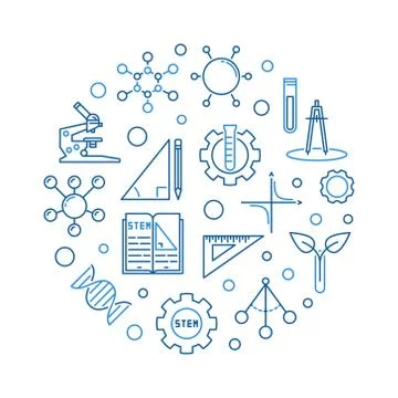 Science, Technology, Engineering and Math round illustration Stock Illustration