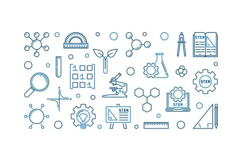 Science, Technology, Engineering and Math outline banner Illustrazione stock