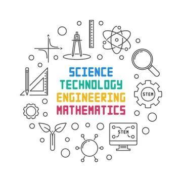 Science, Technology, Engineering and Math round illustration Stock Illustration