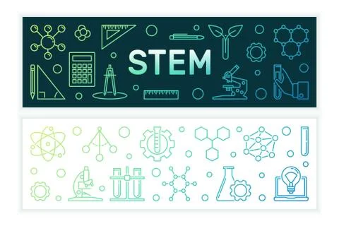Science, Technology, Engineering and Math colored banners Stock Illustration