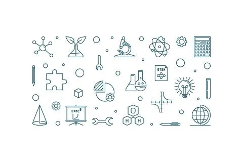 Science, Technology, Engineering and Math Education line horizontal banner... イラスト素材