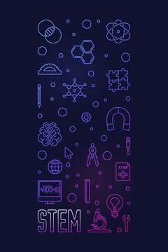 Science, Technology, Engineering and Math - STEM vector thin line vertical .. イラスト素材