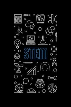 Science, Technology, Engineering and Math - STEM vector outline vertical da.. イラスト素材