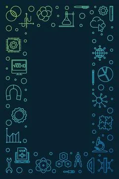 Science, Technology, Engineering, math linear colored banner or frame - STE.. Illustrazione stock