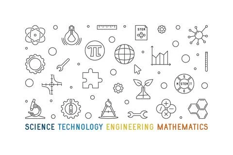 Science, Technology, Engineering, Mathematics horizontal thin line horizont.. Stock Illustration