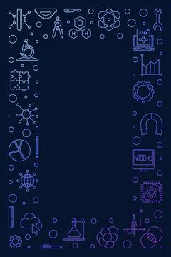 Science, Technology, Engineering, mathematics outline colored banner - STEM.. Stock Illustration