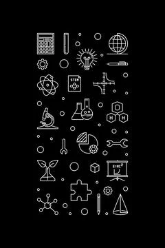 Science, Technology, Engineering, Mathematics - STEM concept outline white .. Stock Illustration