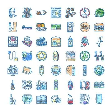 Science technology research genetic modification engineering icons Stock Illustration