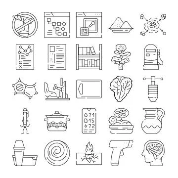 Science technology research industry outline icons collection Illustrazione stock