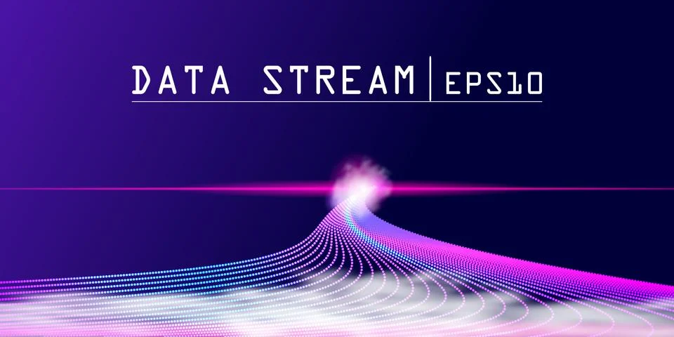 Science technology with smoke background. Data stream. Datacenter wide grid Illustrazione stock