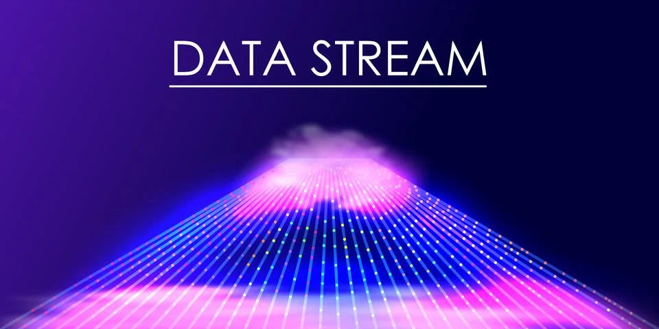 Science technology with smoke vector background. Data stream Stock Illustration