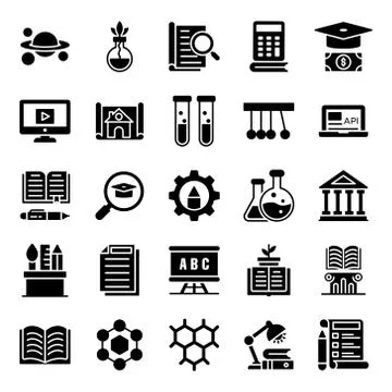 Science Technology Solid Icons Pack Stockillustratie