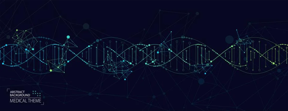 Science template, abstract background with a 3D DNA molecules. Vector illustr Illustrazione stock