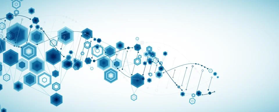 Science template, abstract background with a 3D DNA molecules. Vector illustr 스톡 일러스트