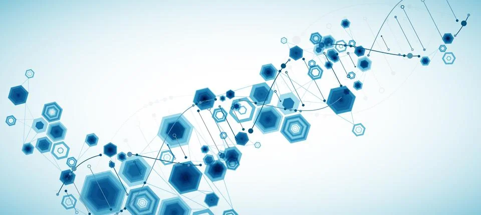 Science template, abstract background with a 3D DNA molecules. Vector illustr Stock Illustration