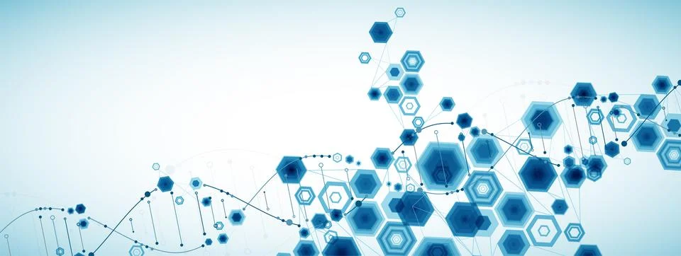 Science template, abstract background with a 3D DNA molecules. Vector illustr 스톡 일러스트