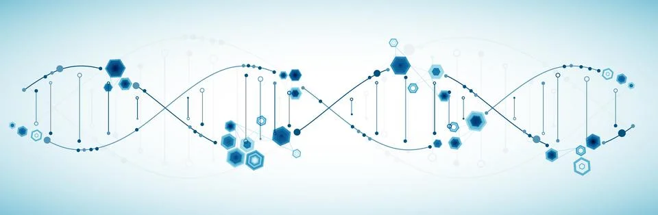 Science template, abstract background with a 3D DNA molecules. Vector illustr Illustrazione stock
